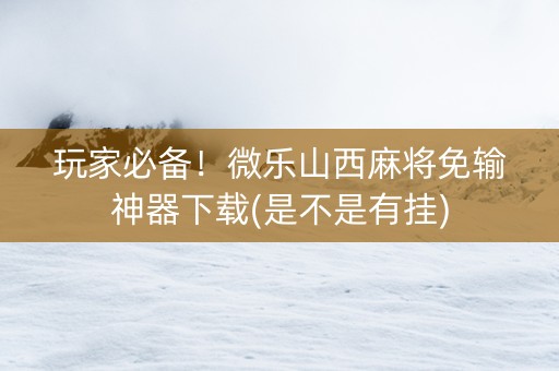 玩家必备！微乐山西麻将免输神器下载(是不是有挂)
