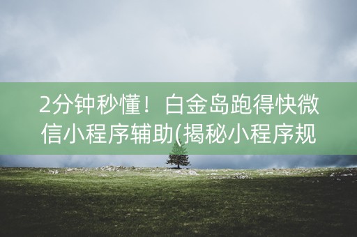 2分钟秒懂！白金岛跑得快微信小程序辅助(揭秘小程序规律攻略)
