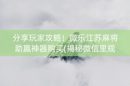 分享玩家攻略！微乐江苏麻将助赢神器购买(揭秘微信里规律攻略)