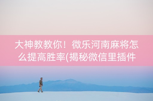 大神教教你！微乐河南麻将怎么提高胜率(揭秘微信里插件免费)