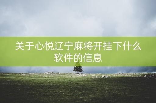 关于心悦辽宁麻将开挂下什么软件的信息