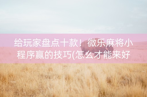 给玩家盘点十款！微乐麻将小程序赢的技巧(怎么才能来好牌)