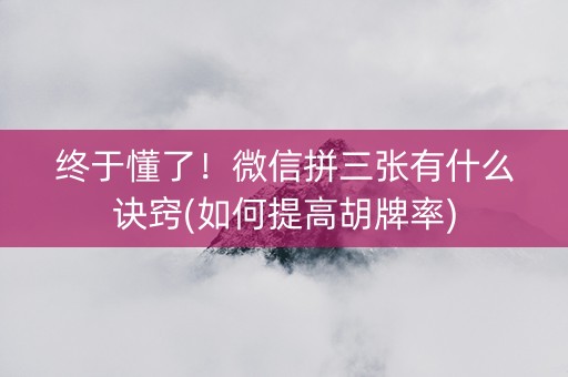 终于懂了！微信拼三张有什么诀窍(如何提高胡牌率)