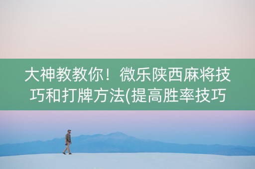 大神教教你！微乐陕西麻将技巧和打牌方法(提高胜率技巧)
