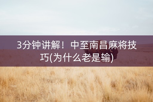 3分钟讲解！中至南昌麻将技巧(为什么老是输)