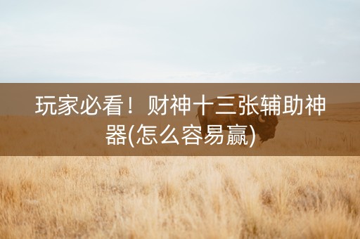玩家必看！财神十三张辅助神器(怎么容易赢)