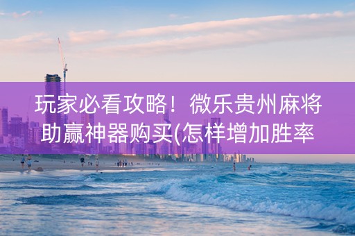 玩家必看攻略！微乐贵州麻将助赢神器购买(怎样增加胜率)