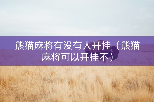 熊猫麻将有没有人开挂（熊猫麻将可以开挂不）