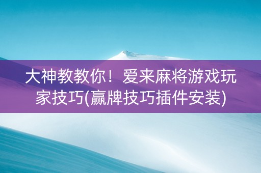大神教教你！爱来麻将游戏玩家技巧(赢牌技巧插件安装)