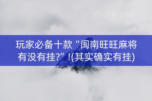 玩家必备十款“闽南旺旺麻将有没有挂?”!(其实确实有挂)-知乎