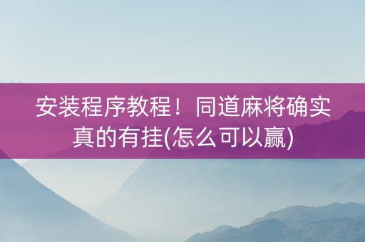 安装程序教程！同道麻将确实真的有挂(怎么可以赢)