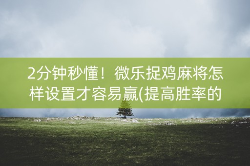 2分钟秒懂！微乐捉鸡麻将怎样设置才容易赢(提高胜率的方法)