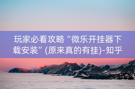 玩家必看攻略“微乐开挂器下载安装”(原来真的有挂)-知乎