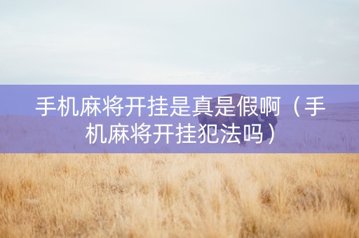 手机麻将开挂是真是假啊（手机麻将开挂犯法吗）