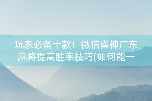 玩家必备十款！微信雀神广东麻将提高胜率技巧(如何能一直赢)