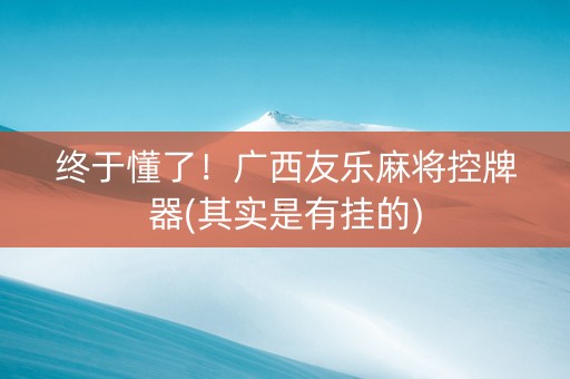 终于懂了！广西友乐麻将控牌器(其实是有挂的)