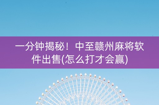 一分钟揭秘！中至赣州麻将软件出售(怎么打才会赢)