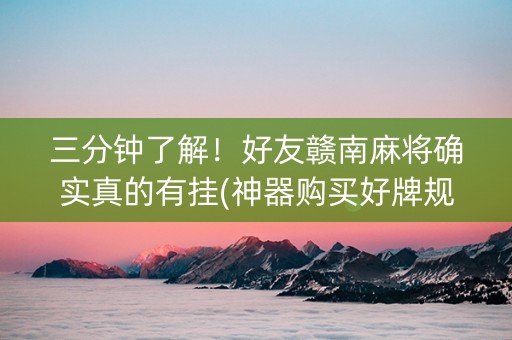三分钟了解！好友赣南麻将确实真的有挂(神器购买好牌规律)