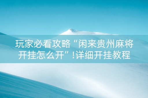 玩家必看攻略“闲来贵州麻将开挂怎么开”!详细开挂教程-知乎