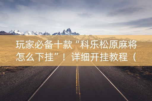玩家必备十款“科乐松原麻将怎么下挂”！详细开挂教程（确实真的有挂)-知乎