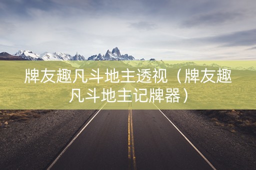 牌友趣凡斗地主透视（牌友趣凡斗地主记牌器）