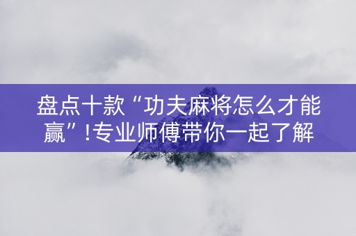 盘点十款“功夫麻将怎么才能赢”!专业师傅带你一起了解（详细教程）-知乎