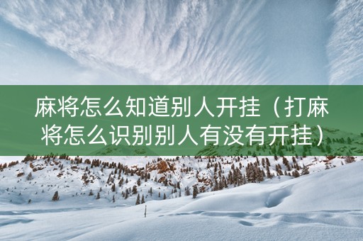 麻将怎么知道别人开挂（打麻将怎么识别别人有没有开挂）