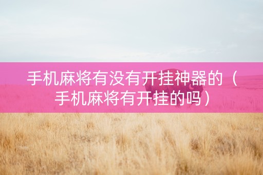 手机麻将有没有开挂神器的（手机麻将有开挂的吗）