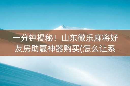 一分钟揭秘！山东微乐麻将好友房助赢神器购买(怎么让系统给好牌)