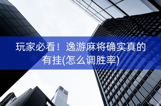 玩家必看！逸游麻将确实真的有挂(怎么调胜率)