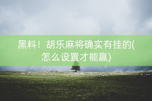 黑料！胡乐麻将确实有挂的(怎么设置才能赢)