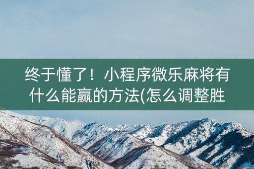 终于懂了！小程序微乐麻将有什么能赢的方法(怎么调整胜率)