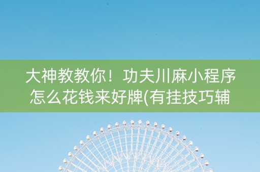 大神教教你！功夫川麻小程序怎么花钱来好牌(有挂技巧辅助器)