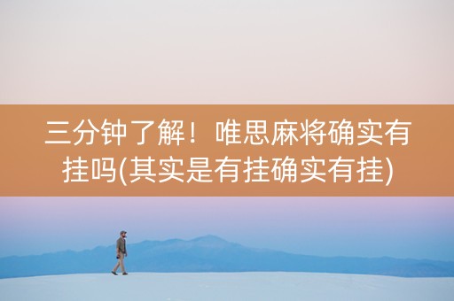 三分钟了解！唯思麻将确实有挂吗(其实是有挂确实有挂)