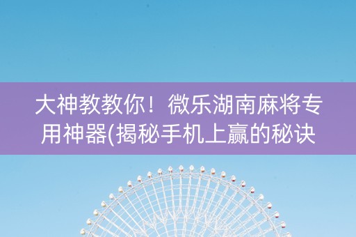 大神教教你！微乐湖南麻将专用神器(揭秘手机上赢的秘诀)