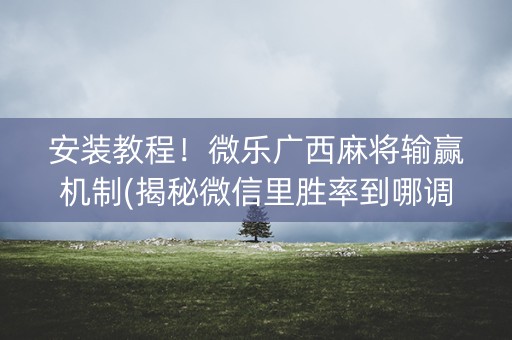 安装教程！微乐广西麻将输赢机制(揭秘微信里胜率到哪调)