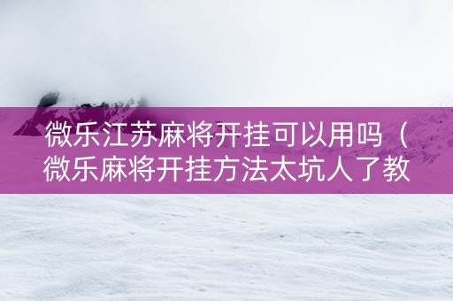 微乐江苏麻将开挂可以用吗（微乐麻将开挂方法太坑人了教你用挂）