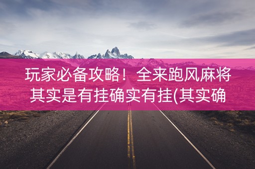 玩家必备攻略！全来跑风麻将其实是有挂确实有挂(其实确实有挂)