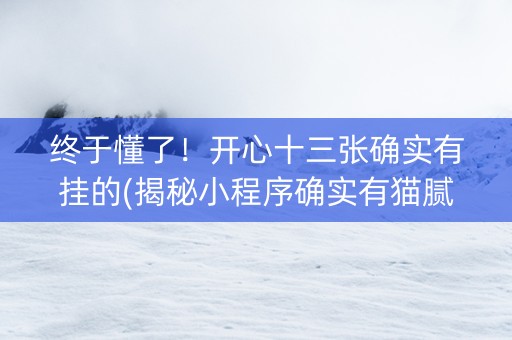 终于懂了！开心十三张确实有挂的(揭秘小程序确实有猫腻)