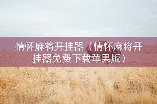 情怀麻将开挂器（情怀麻将开挂器免费下载苹果版）
