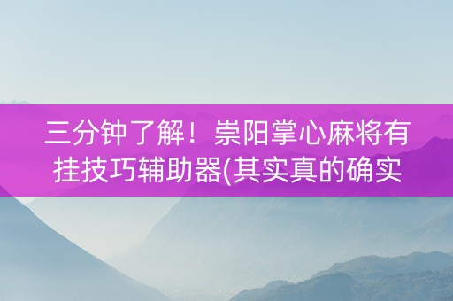 三分钟了解！崇阳掌心麻将有挂技巧辅助器(其实真的确实有挂)