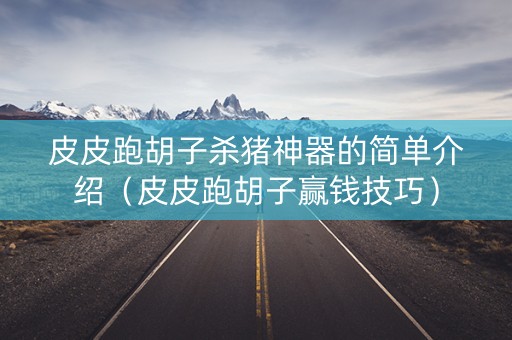 皮皮跑胡子杀猪神器的简单介绍（皮皮跑胡子赢钱技巧）