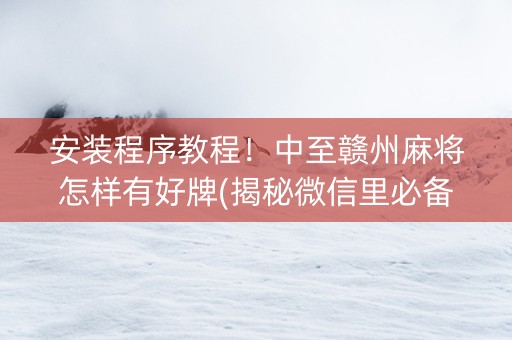 安装程序教程！中至赣州麻将怎样有好牌(揭秘微信里必备神器)