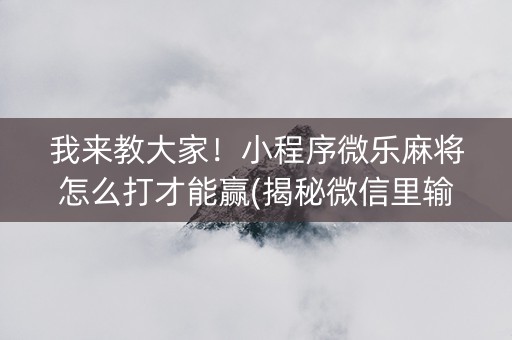 我来教大家！小程序微乐麻将怎么打才能赢(揭秘微信里输赢规律)