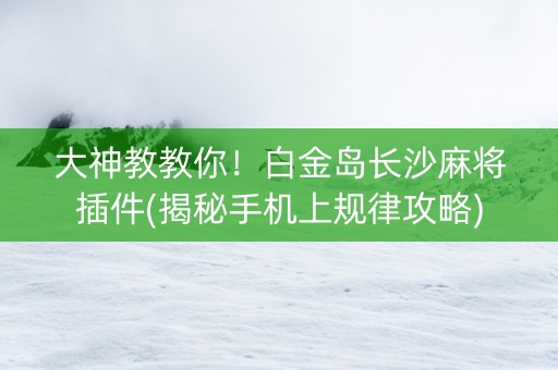大神教教你！白金岛长沙麻将插件(揭秘手机上规律攻略)