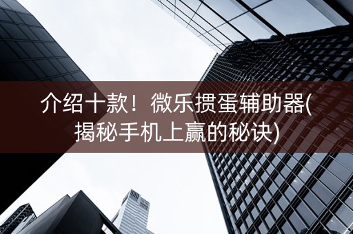 介绍十款！微乐掼蛋辅助器(揭秘手机上赢的秘诀)