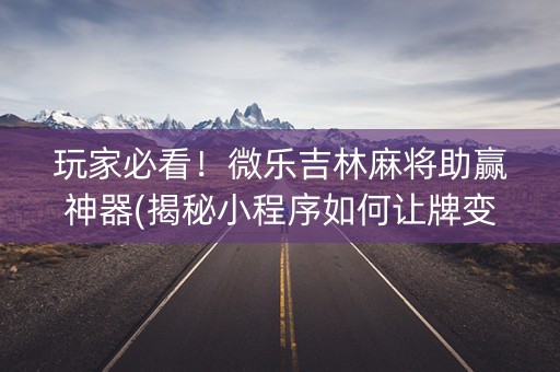 玩家必看！微乐吉林麻将助赢神器(揭秘小程序如何让牌变好)