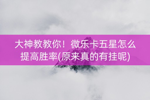 大神教教你！微乐卡五星怎么提高胜率(原来真的有挂呢)