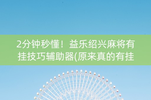 2分钟秒懂！益乐绍兴麻将有挂技巧辅助器(原来真的有挂)