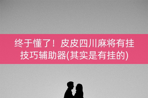 终于懂了！皮皮四川麻将有挂技巧辅助器(其实是有挂的)